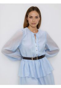 Reserved - Sukienka z lyocellem - jasnoniebieski. Kolor: niebieski. Materiał: tkanina