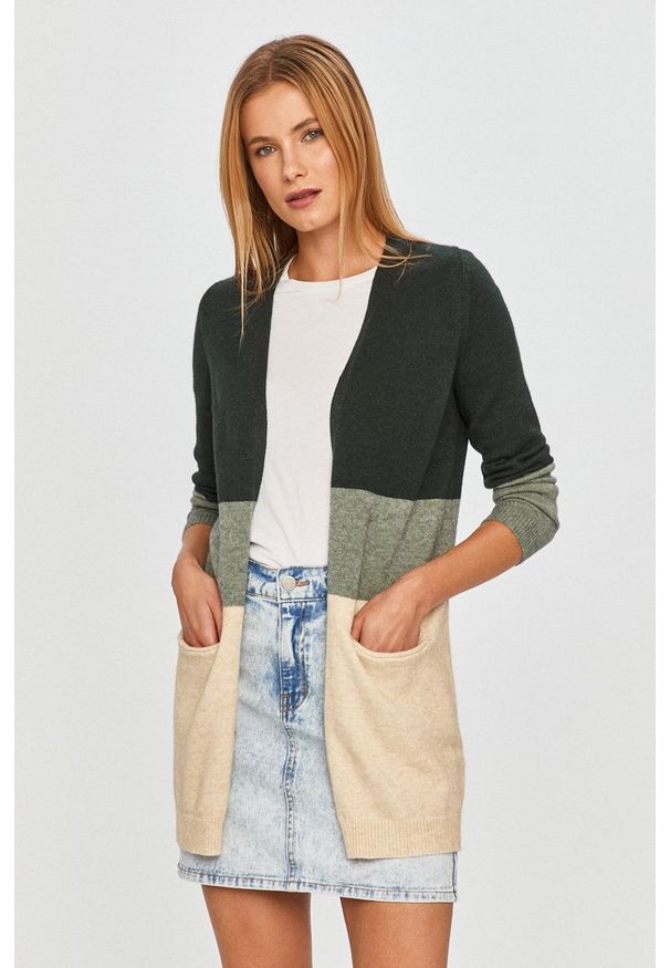 only - Only - Sweter. Kolor: zielony. Materiał: materiał, dzianina. Wzór: gładki