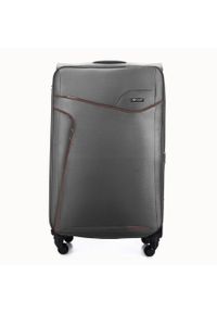 Duża walizka miękka XL Solier STL1651 ciemnoszara-brązowa. Kolor: wielokolorowy, brązowy, szary. Materiał: materiał