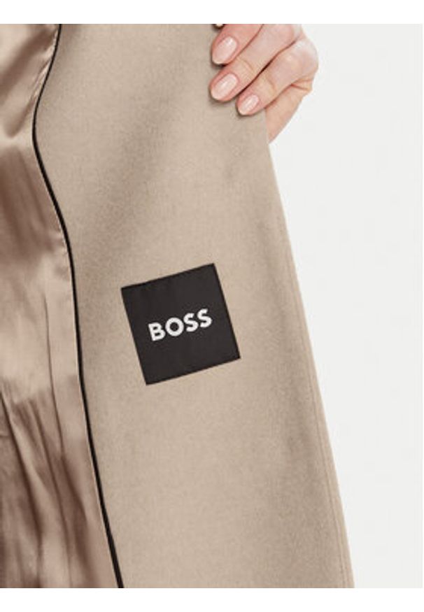 BOSS Płaszcz wełniany Classin 50548371 Beżowy Regular Fit. Kolor: beżowy. Materiał: wełna