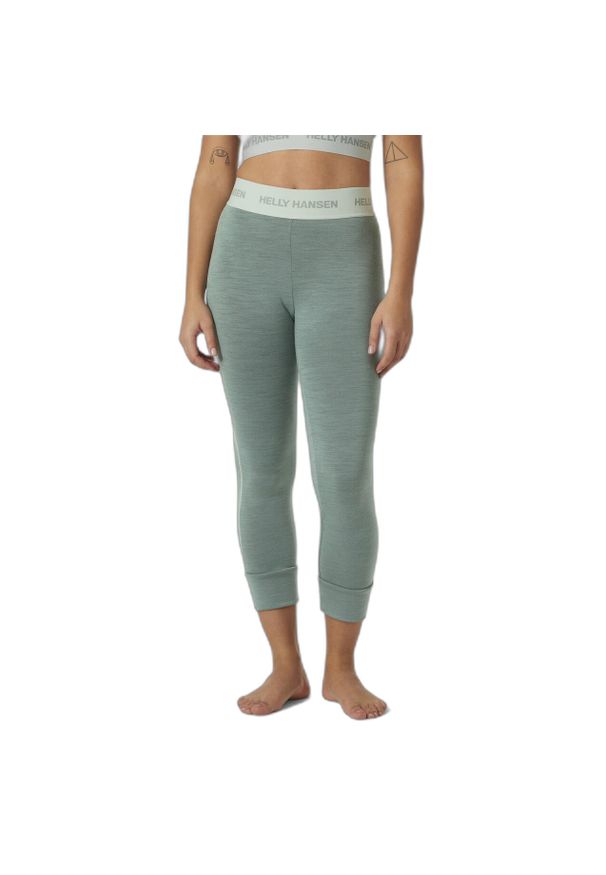 Legginsy 3/4 merino damskie Helly Hansen Lifa. Kolor: wielokolorowy, niebieski, zielony. Materiał: wełna. Sport: turystyka piesza