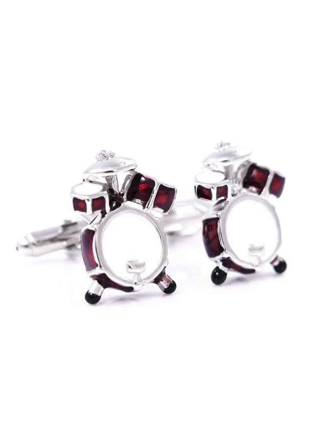 Modini - Srebrno-czerwone spinki do mankietów - perkusja U9. Kolor: srebrny, wielokolorowy, czerwony. Materiał: materiał