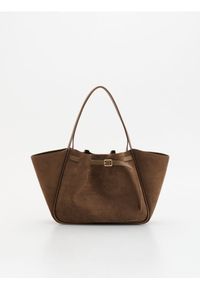 Reserved - Torebka shopper z imitacji zamszu - beżowy. Kolor: beżowy. Materiał: zamszowe #1