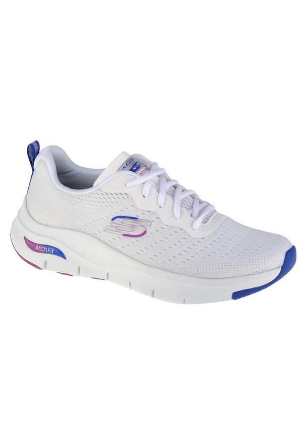 skechers - Buty do chodzenia damskie, Skechers Arch Fit-Infinity Cool. Zapięcie: sznurówki. Kolor: biały, wielokolorowy. Materiał: syntetyk, materiał. Szerokość cholewki: normalna. Model: Skechers Sport. Sport: turystyka piesza