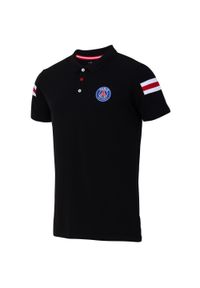 PSG - Paris Saint-Germain polo męskie. Typ kołnierza: polo. Kolor: czarny. Styl: elegancki. Sport: piłka nożna