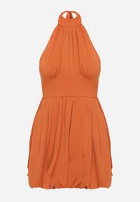 Born2be - Pomarańczowa Sukienka o Bufiastym Kroju z Wiązaniem i Dekoltem Halter Alandoria. Okazja: na imprezę. Typ kołnierza: dekolt halter. Kolor: pomarańczowy. Sezon: lato. Typ sukienki: sportowe. Styl: sportowy, elegancki #4