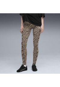 Puma - Damskie legginsy Essentials ze zwierzęcym nadrukiem PUMA Toasted Almond Beige. Kolor: beżowy. Wzór: motyw zwierzęcy, nadruk. Sport: fitness