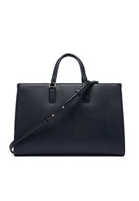 TOMMY HILFIGER - Tommy Hilfiger Torebka Th Daily Satchel Corp AW0AW18644 Granatowy. Kolor: niebieski. Materiał: skórzane #4