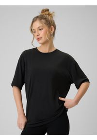 4f - 4F T-shirt loose z modalem damski - czarny M. Okazja: na co dzień. Kolor: czarny. Styl: casual #1