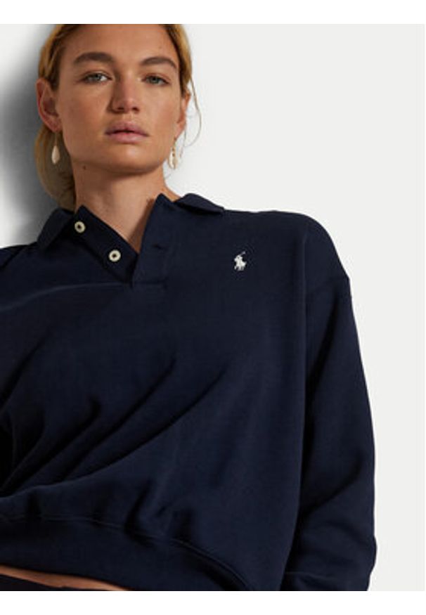 Polo Ralph Lauren Bluza 211971756001 Granatowy Relaxed Fit. Typ kołnierza: polo. Kolor: niebieski. Materiał: bawełna