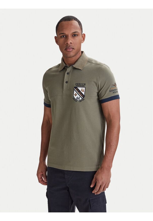 Aeronautica Militare Polo 261PO1915UP00191 Zielony Regular Fit. Typ kołnierza: polo. Kolor: zielony. Materiał: bawełna