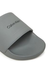 Calvin Klein Klapki Pool Slide W/ Ck Square HM0HM01754 Szary. Kolor: szary. Materiał: skóra