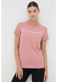 Rossignol t-shirt bawełniany kolor różowy. Okazja: na co dzień. Kolor: różowy. Materiał: bawełna. Wzór: nadruk. Styl: casual
