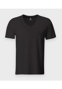 MegaKoszulki - Męska koszulka v-neck (bez nadruku, gładka) - ciemno szara. Kolor: szary. Materiał: skóra, bawełna, materiał. Wzór: gładki. Styl: klasyczny #1