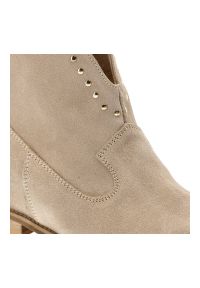 Beżowe Botki Kowbojskie Armodo Modne Buty Damskie. Okazja: na co dzień. Kolor: beżowy. Materiał: skóra. Styl: casual, elegancki #9