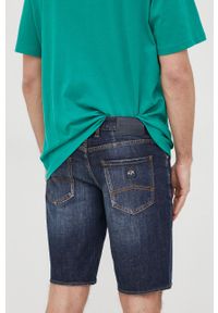 Armani Exchange szorty jeansowe męskie kolor granatowy. Kolor: niebieski. Materiał: jeans