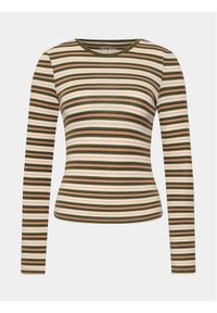 BDG Urban Outfitters Bluza Striped Crew Neck Ls 77096915 Beżowy Slim Fit. Kolor: beżowy. Materiał: bawełna #1
