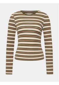 BDG Urban Outfitters Bluza Striped Crew Neck Ls 77096915 Beżowy Slim Fit. Kolor: beżowy. Materiał: bawełna