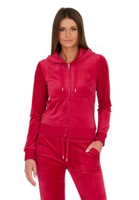 Juicy Couture - JUICY COUTURE Czerwona damska bluza Robertson, Rozmiar L. Typ kołnierza: kaptur. Kolor: czerwony