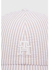 TOMMY HILFIGER - Tommy Hilfiger czapka z daszkiem kolor beżowy wzorzysta. Kolor: beżowy #3