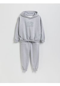 Reserved - Dzianinowy komplet z bawełną - jasnoszary. Kolor: szary. Materiał: dzianina, bawełna #1