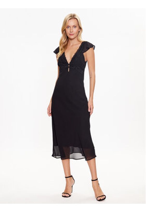 Kontatto Sukienka codzienna BO106 Czarny Regular Fit. Okazja: na co dzień. Kolor: czarny. Materiał: syntetyk. Typ sukienki: proste. Styl: casual