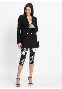 bonprix - Spodnie rybaczki. Kolor: czarny. Wzór: nadruk #2