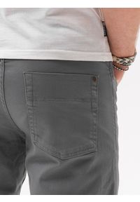 Ombre Clothing - Spodnie męskie chinosy SLIM FIT P1059 - szare - XXL. Okazja: na co dzień. Kolor: szary. Materiał: bawełna, tkanina, elastan. Styl: casual #3