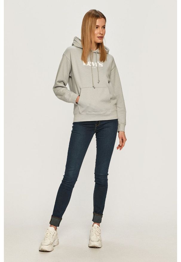 Levi's® - Levi's - Bluza bawełniana. Okazja: na spotkanie biznesowe. Kolor: szary. Materiał: bawełna. Długość rękawa: długi rękaw. Długość: długie. Wzór: nadruk. Styl: biznesowy