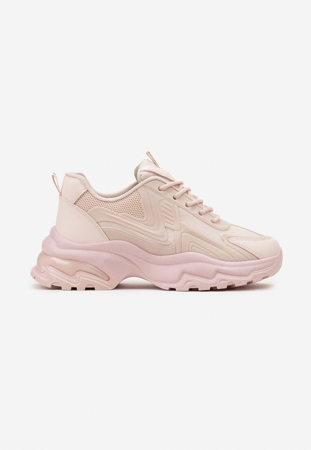 Renee - Różowe Klasyczne Sneakersy Sznurowane na Niskiej Platformie Lenivia. Kolor: różowy. Obcas: na platformie