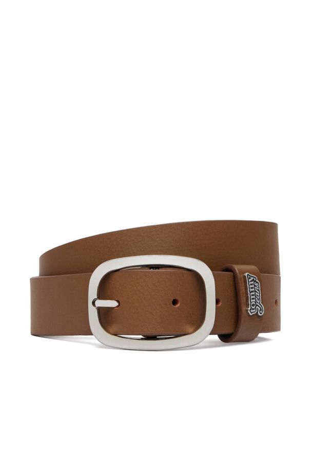 Tommy Jeans Pasek Tjw Oval 3.0 Buckle AW0AW18812 Brązowy. Kolor: brązowy. Materiał: skóra