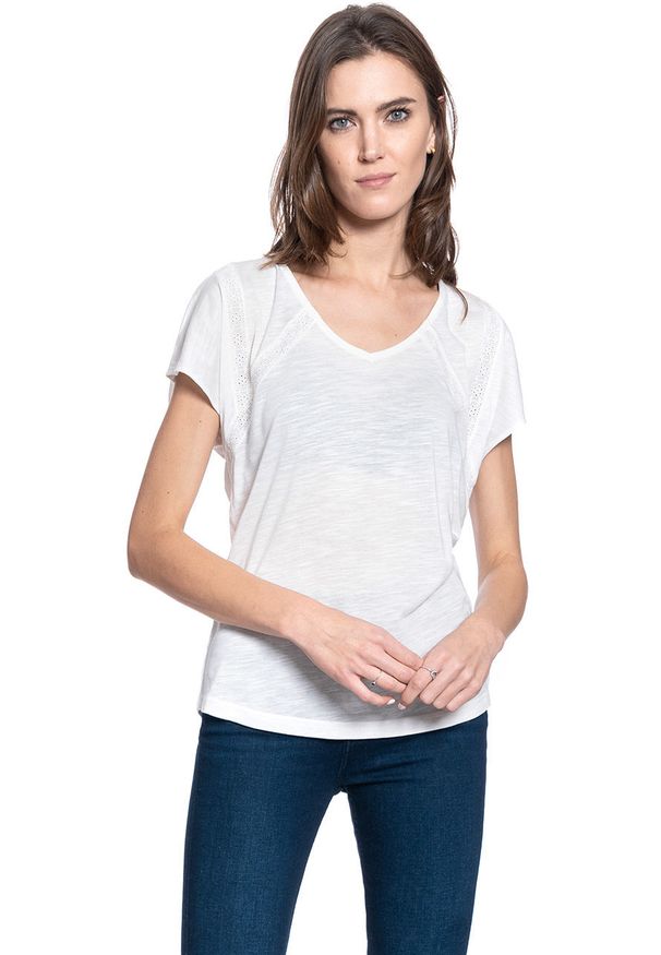 Mustang - DAMSKI T-SHIRT MUSTANG ALINA V LACE 1009066 2020