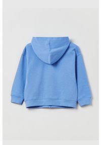 OVS bluza bawełniana dziecięca z kapturem gładka. Typ kołnierza: kaptur. Kolor: niebieski. Materiał: bawełna. Wzór: gładki #2