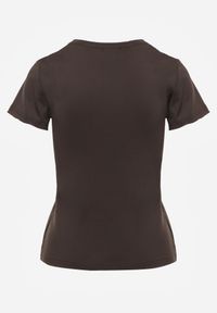 Born2be - Ciemnoszary Gładki T-shirt o Klasycznym Kroju Lycoris. Okazja: do domu, do pracy, na co dzień. Kolor: szary. Materiał: jeans. Wzór: gładki. Styl: klasyczny #3