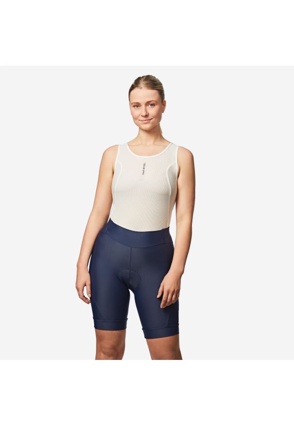VAN RYSEL - Spodenki rowerowe szosowe damskie Van Rysel Discover. Kolor: niebieski. Materiał: dzianina. Sport: kolarstwo