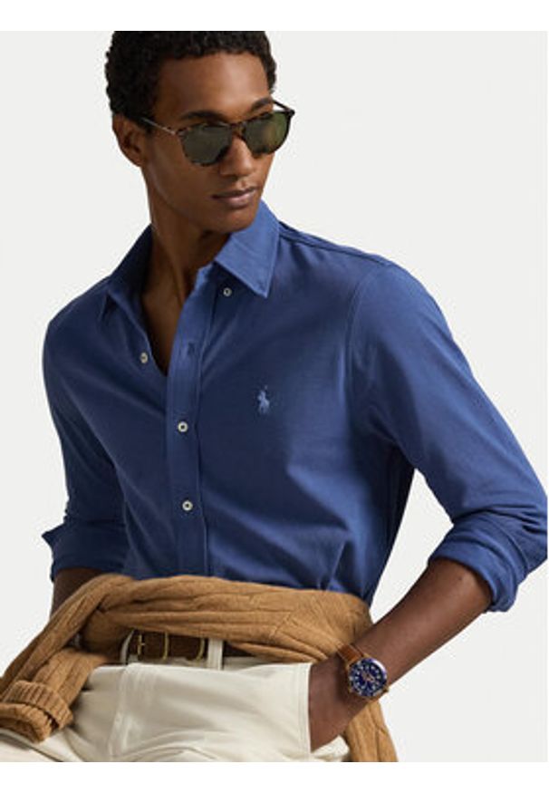 Polo Ralph Lauren Koszula 710654408502 Niebieski Regular Fit. Typ kołnierza: polo. Kolor: niebieski. Materiał: bawełna