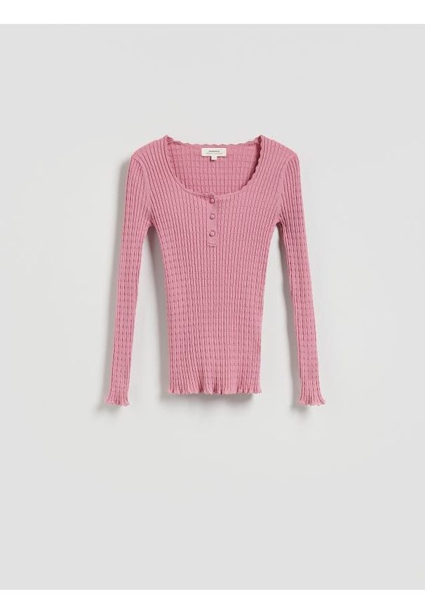 Reserved - Sweter z wiskozy - brudny róż. Kolor: różowy. Materiał: wiskoza