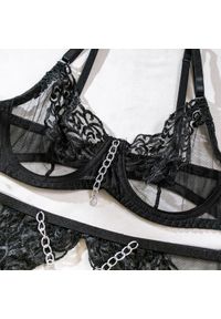 Intica - Komplet bielizny z koronką i łańcuszkami Clovis. Kolor: czarny. Materiał: koronka. Wzór: koronka #3