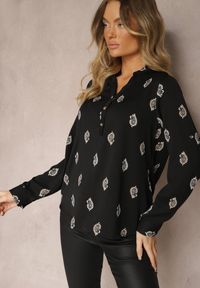 Renee - Czarna Koszula z Drobnym Wzorem Paisley Irithe. Okazja: na co dzień, na spotkanie biznesowe, do pracy. Kolor: czarny. Materiał: jeans. Długość rękawa: długi rękaw. Długość: długie. Wzór: paisley. Styl: biznesowy, elegancki, casual