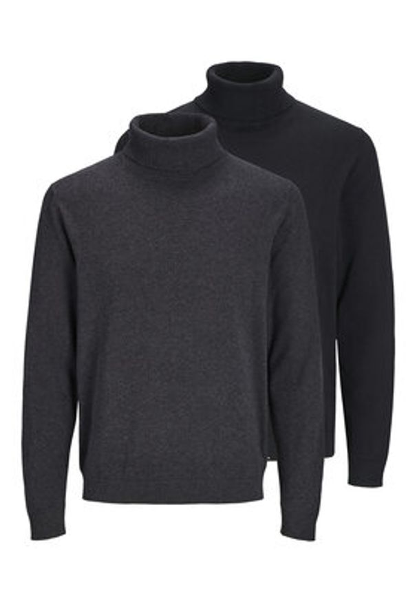 Jack & Jones Golf Basic 12287649 Czarny Regular Fit. Typ kołnierza: golf. Kolor: czarny. Materiał: bawełna