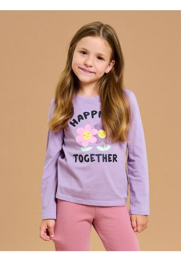 Sinsay - Bawełniana koszulka z nadrukiem - niebieski. Kolor: niebieski. Materiał: bawełna. Wzór: nadruk