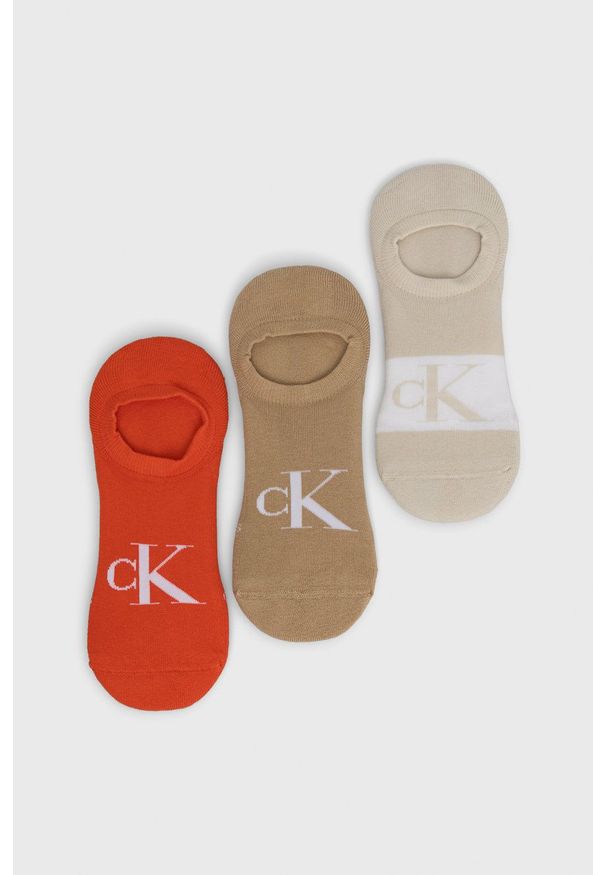 Calvin Klein skarpetki (3-pack) męskie kolor pomarańczowy. Kolor: pomarańczowy