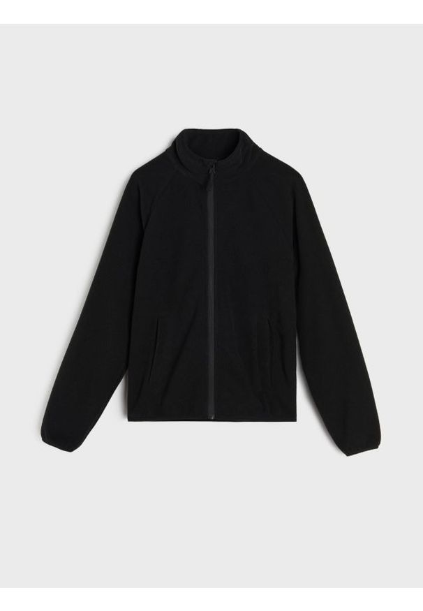 Sinsay - Bluza ze stójką Active - czarny. Typ kołnierza: kołnierzyk stójkowy. Kolor: czarny