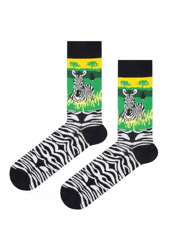 His Story - Skarpetki Bawełniane - Tematyczne - Zebra. Kolor: wielokolorowy. Materiał: poliamid, bawełna, elastan. Wzór: motyw zwierzęcy