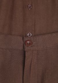 Born2be - Brązowy Rustykalny Komplet z Bawełną z Ażurowym Wzorem Spodnie i Koszula Anael. Kolor: brązowy. Materiał: bawełna. Wzór: ażurowy #8