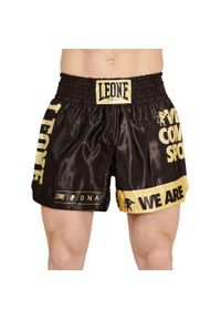 Spodenki treningowe LEONE 1947 DNA Kick-Thai. Kolor: żółty, wielokolorowy, czarny
