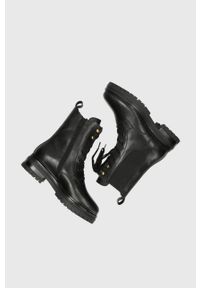 MEXX - Mexx Botki skórzane damskie kolor czarny na płaskim obcasie. Nosek buta: okrągły. Kolor: czarny. Materiał: skóra. Obcas: na obcasie. Wysokość obcasa: niski #5