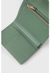 Furla portfel skórzany damski kolor zielony. Kolor: zielony. Materiał: skóra. Wzór: gładki