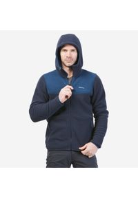 quechua - Polar turystyczny męski Quechua SH500 Warm. Typ kołnierza: kaptur. Kolor: niebieski. Materiał: polar, poliester, elastan, materiał #1