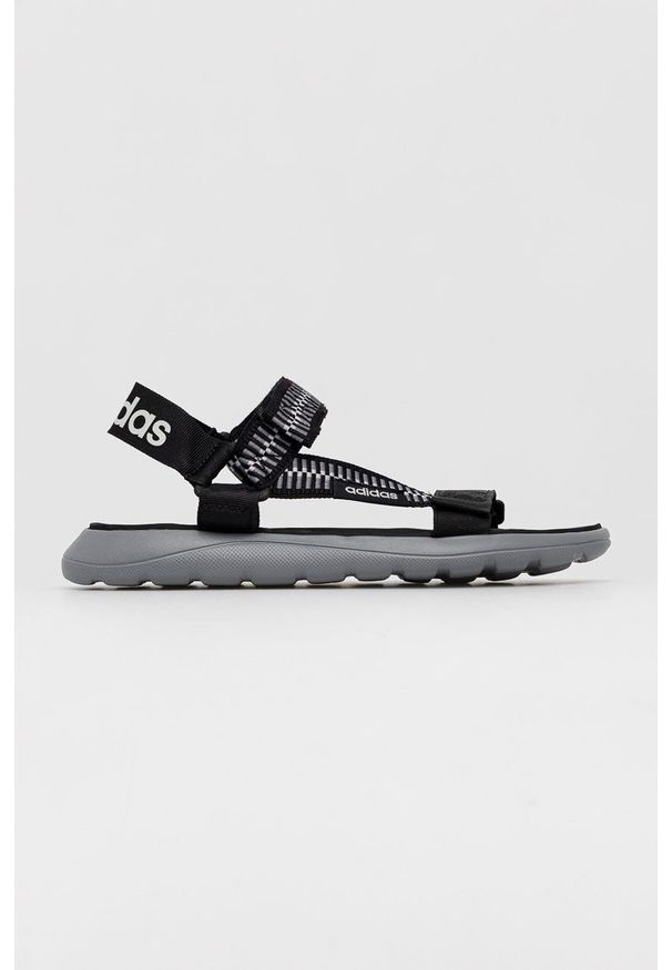 Adidas - adidas sandały Comfort GV8243 damskie kolor czarny. Zapięcie: rzepy. Kolor: czarny. Materiał: materiał. Obcas: na obcasie. Wysokość obcasa: niski
